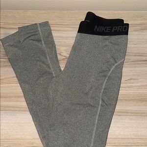 Nike Pro Heather Gray Full Length Leggings